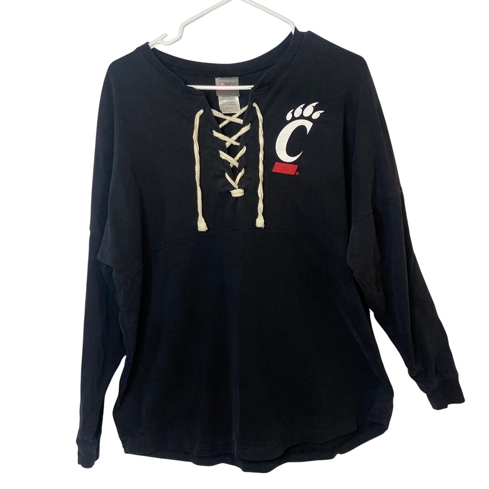 Cincinnati Bearcats Womens Spirit Jersey Lace Up Black Size‎ L 12 14